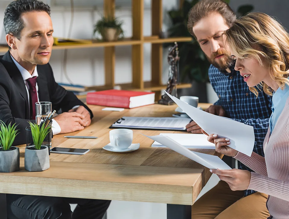 A professional consultation around a table